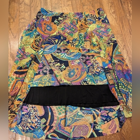 Vintage Y2K midi skirt, patchwork paisley, a-line women's XL - Picture 7 of 9